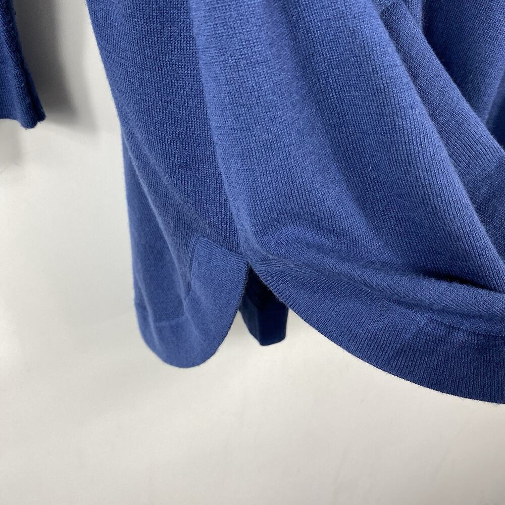J. Jill Cardigan Sweater XL Blue Wool Blend Longline Pockets Button Front - Picture 5 of 8